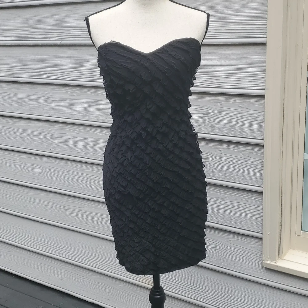 Love Notes Ruffle Bodycon Strapless Dress - Picture 1 of 10
